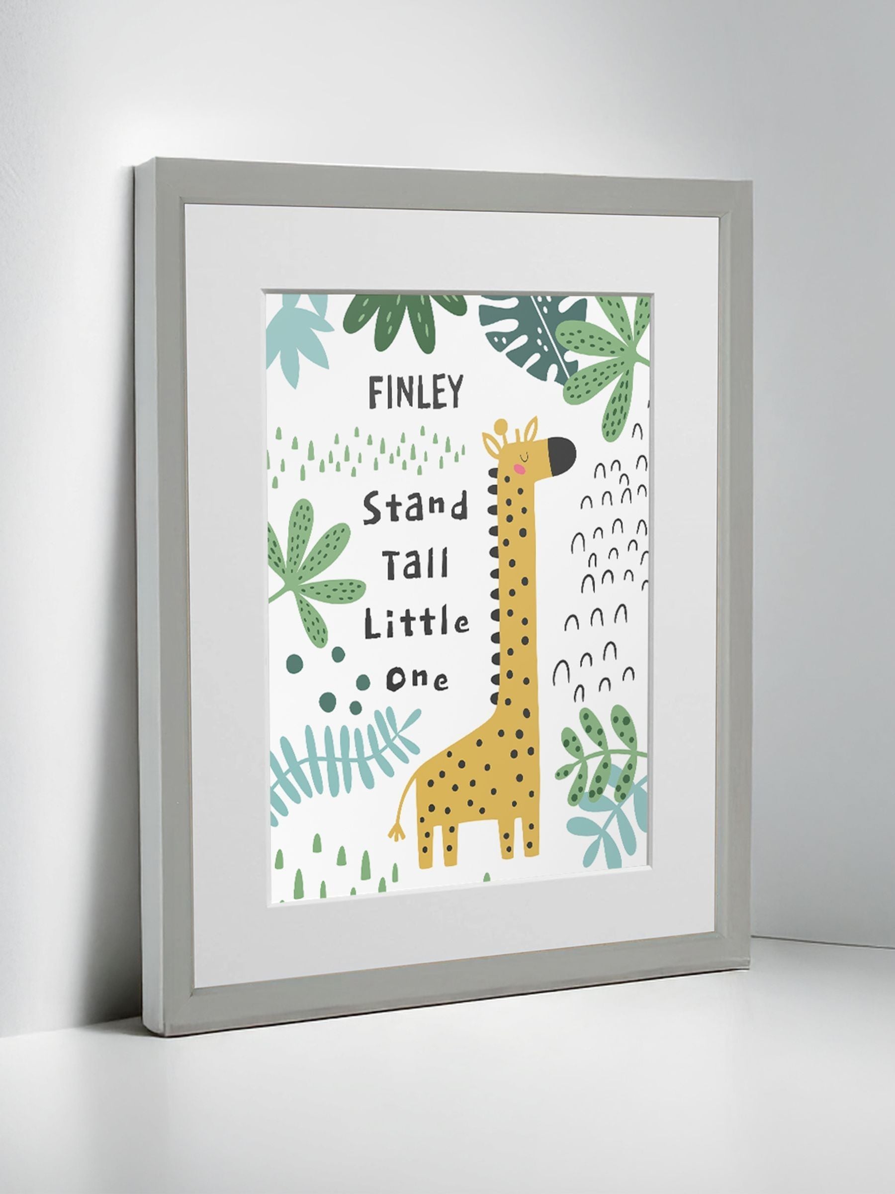 Jonnys Sister personalised giraffe children's nursery framed print 12 x 10 inches, imported from the UK