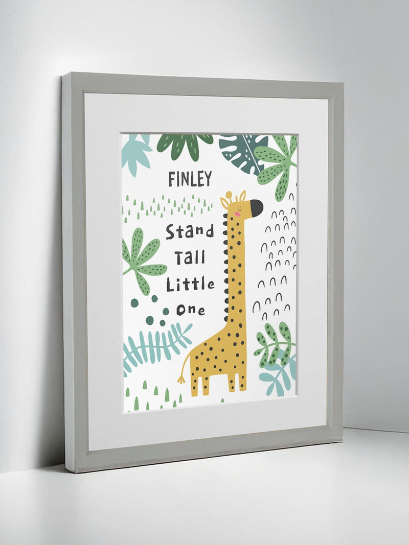 Jonnys Sister personalised giraffe children's nursery framed print 12 x 10 inches, imported from the UK