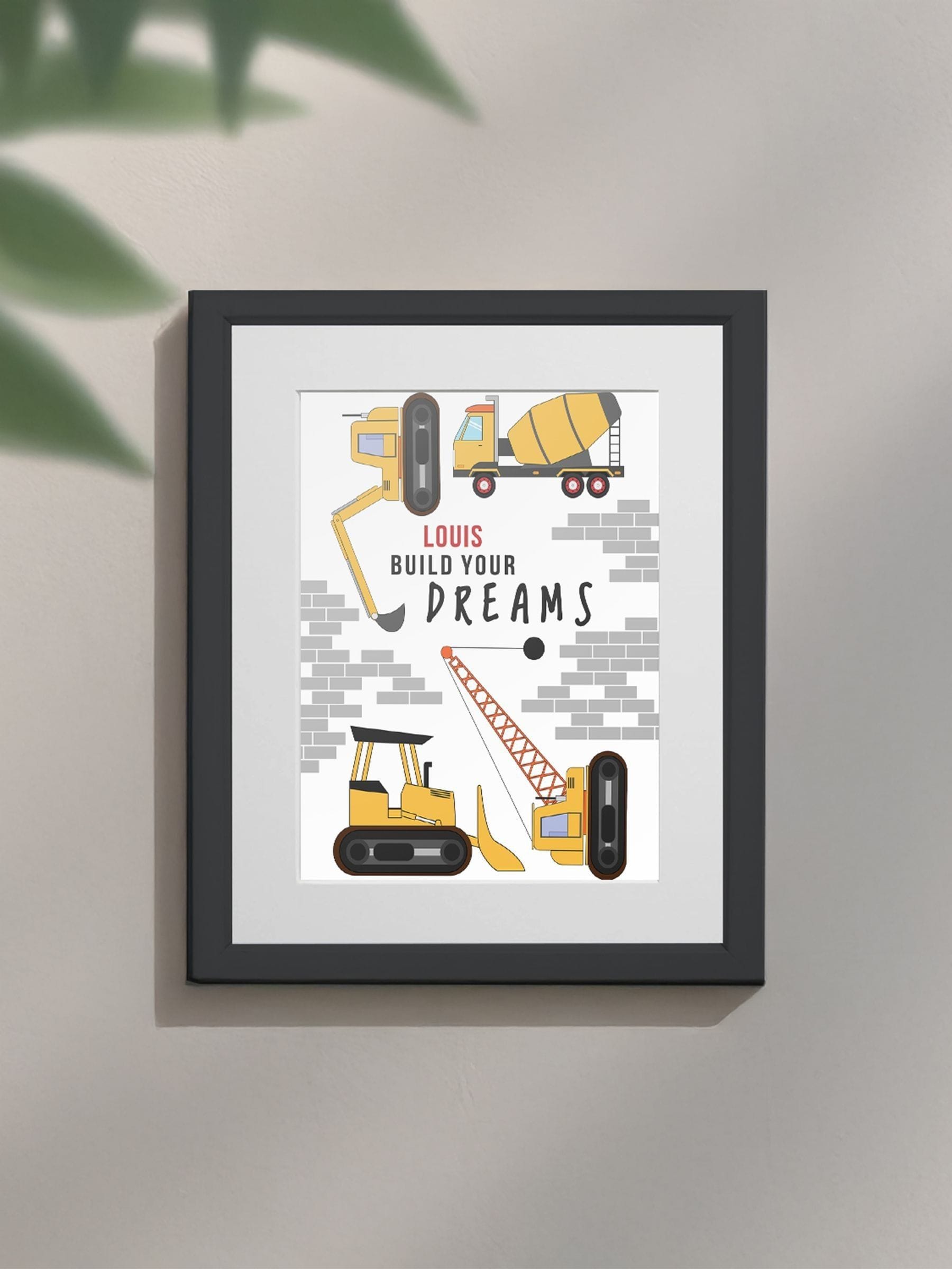 Jonnys Sister Personalised Construction Themed Framed Print 12x10 inches, imported from the UK