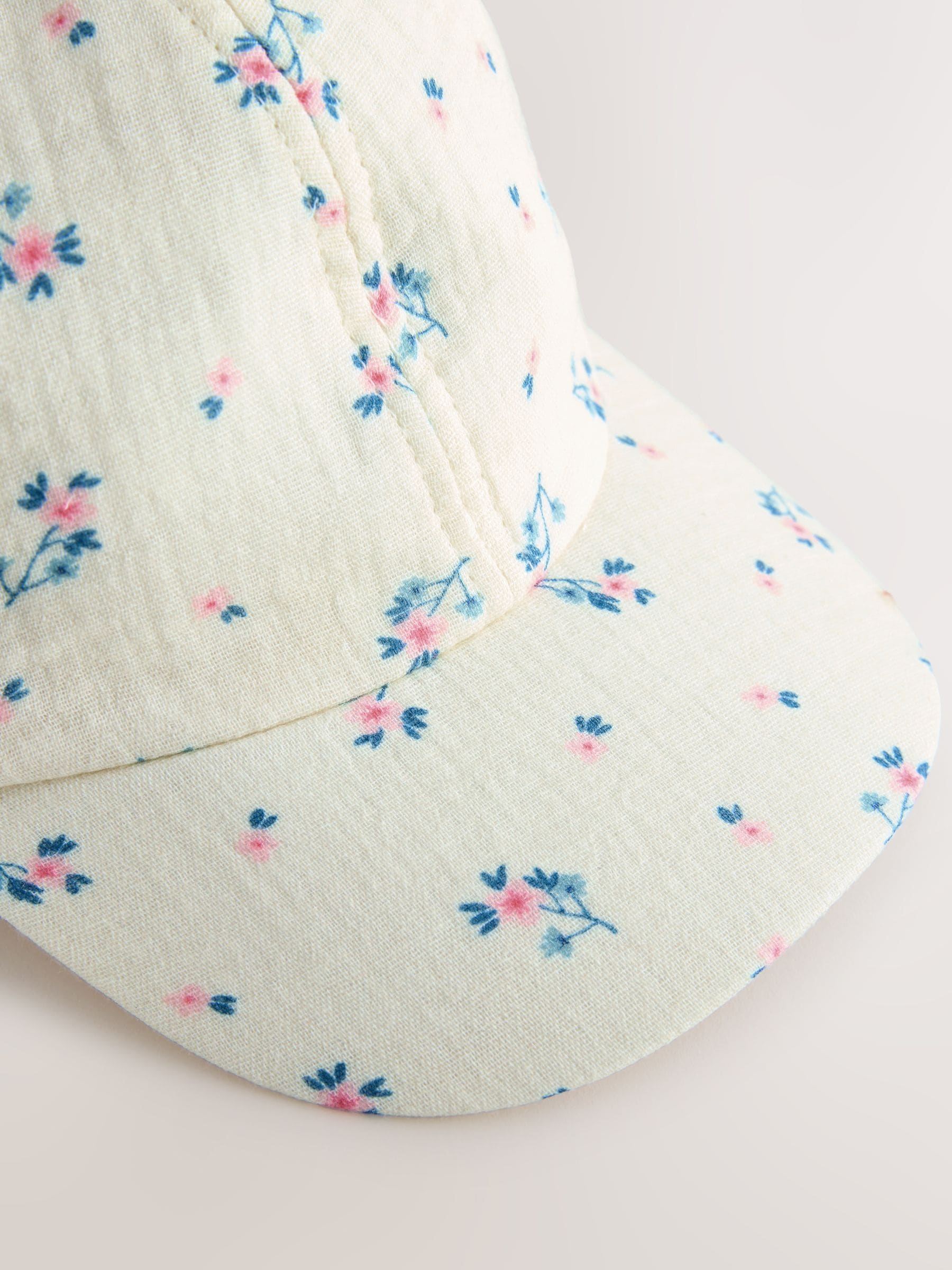 Floral blue bow back cap children's 100% cotton, imported from the UK