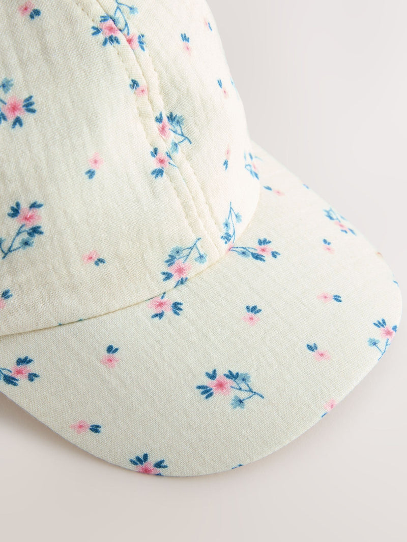 Floral blue bow back cap children's 100% cotton, imported from the UK