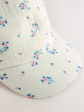 Floral blue bow back cap children's 100% cotton, imported from the UK