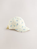 Floral blue bow back cap children's 100% cotton, imported from the UK