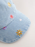 yellow flower denim cap for children adjustable back strap, UK version