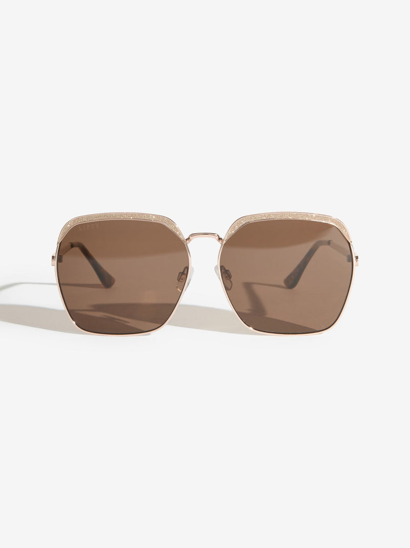Lipsy brown oversized glitter metal frame sunglasses (British brand)