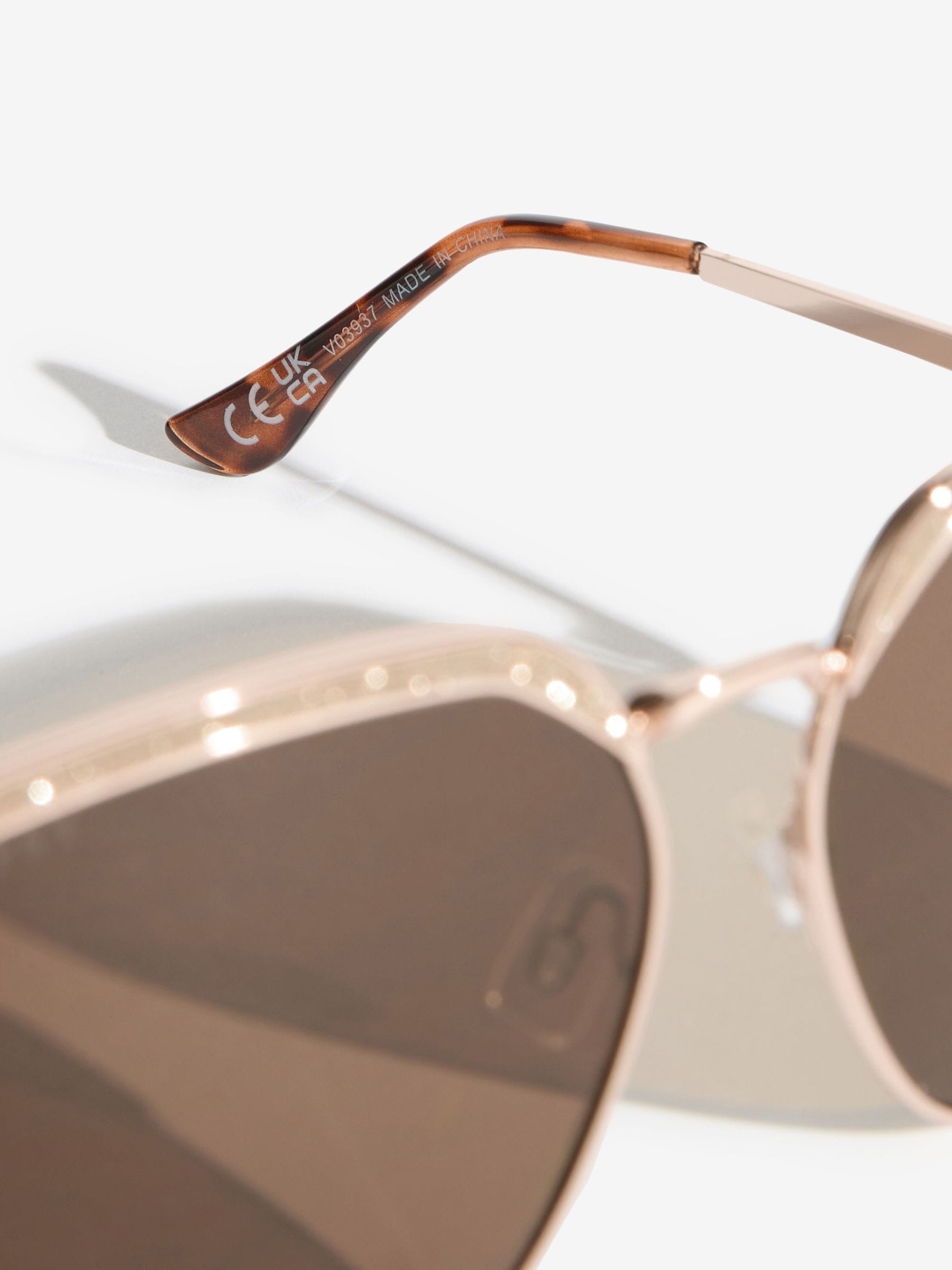 Lipsy brown oversized glitter metal frame sunglasses (British brand)