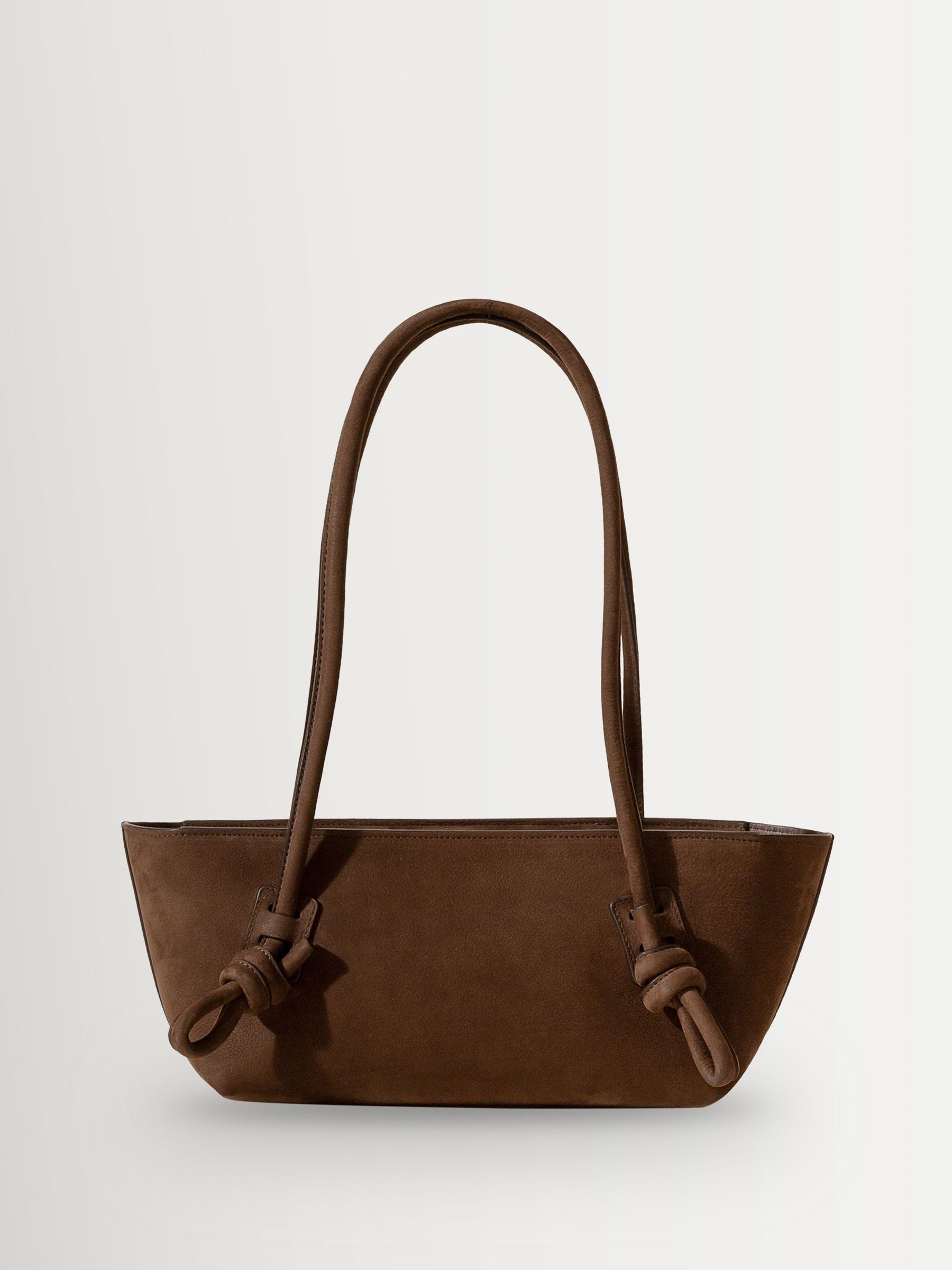 Hereu Studio brown Fleca Nobuck baguette shoulder bag 36cm, imported from the UK
