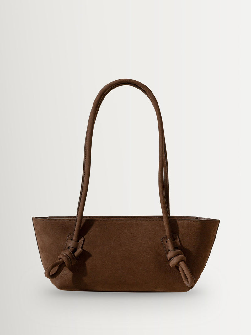 Hereu Studio brown Fleca Nobuck baguette shoulder bag 36cm, imported from the UK