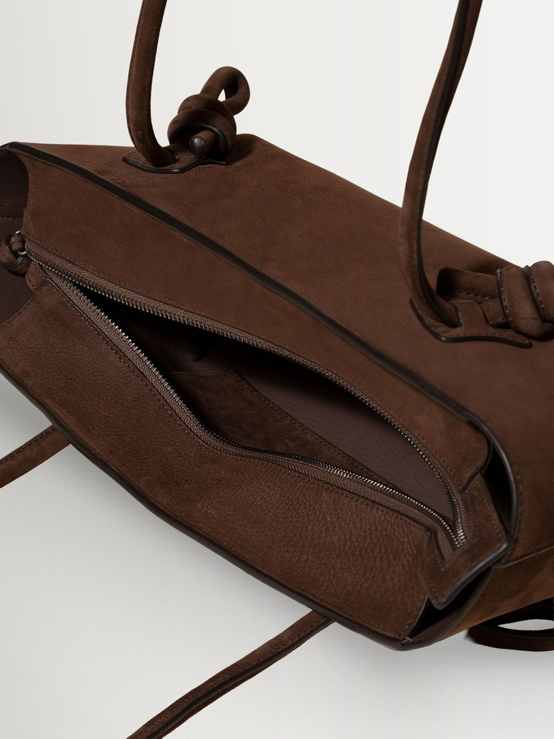 Hereu Studio brown Fleca Nobuck baguette shoulder bag 36cm, imported from the UK
