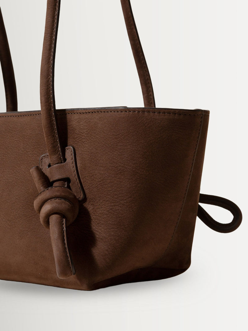 Hereu Studio brown Fleca Nobuck baguette shoulder bag 36cm, imported from the UK