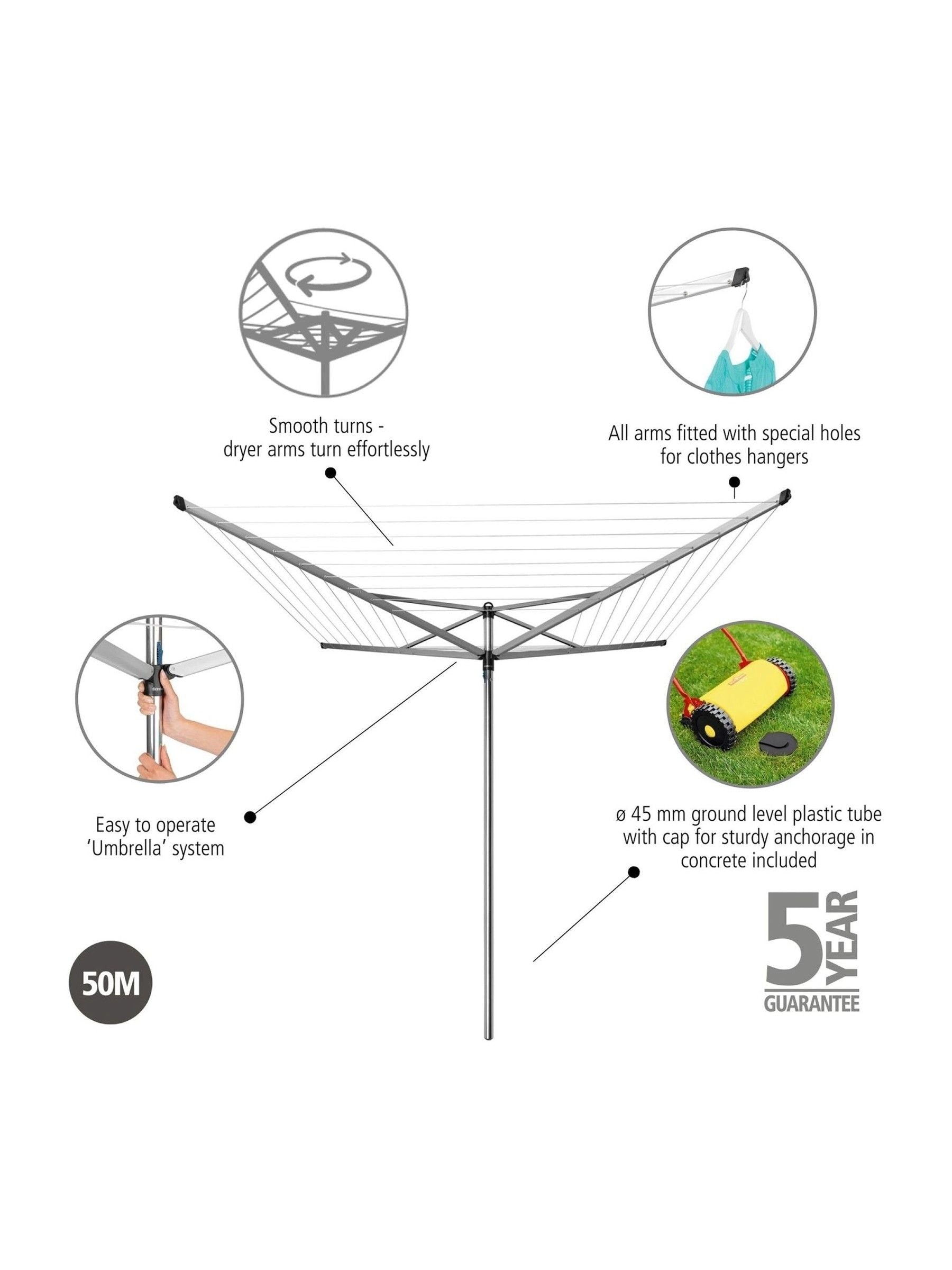 Brabantia Topspinner rotary dryer metallic grey 50m (British brand)