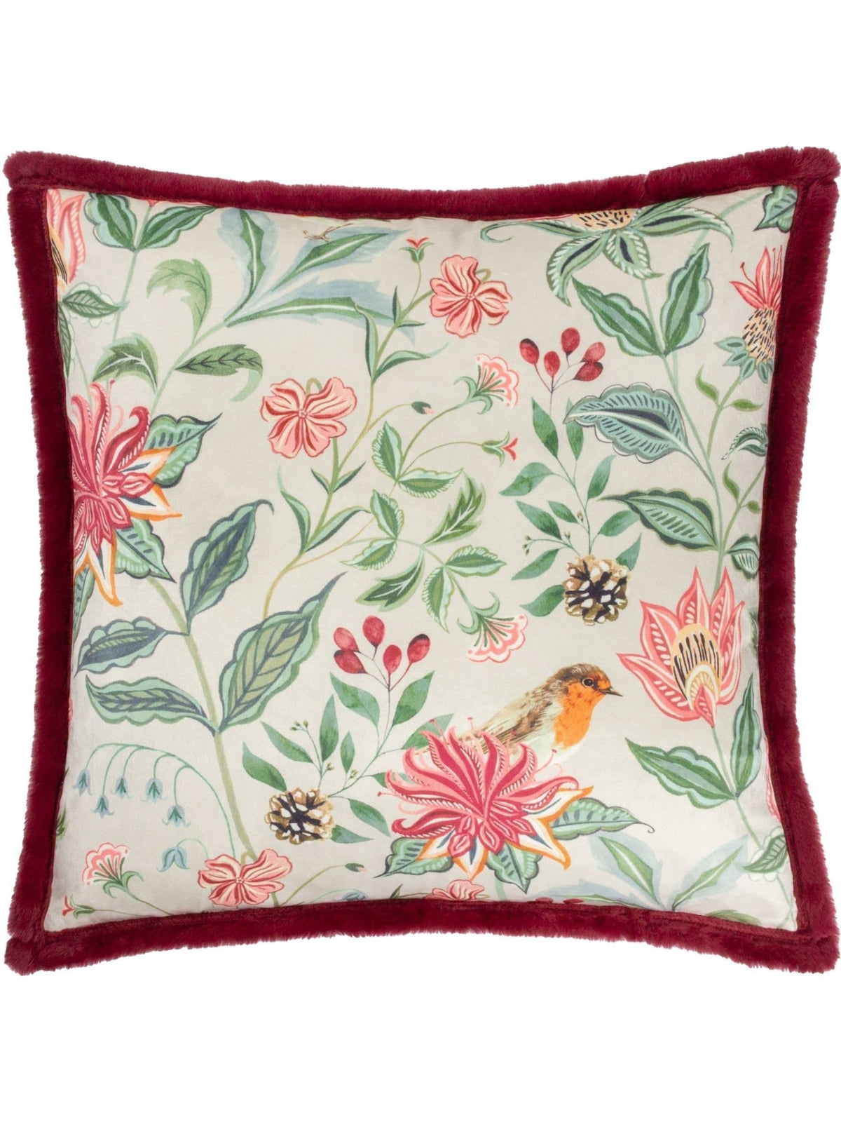 Wylder red printed velvet cushion 50cm, UK version