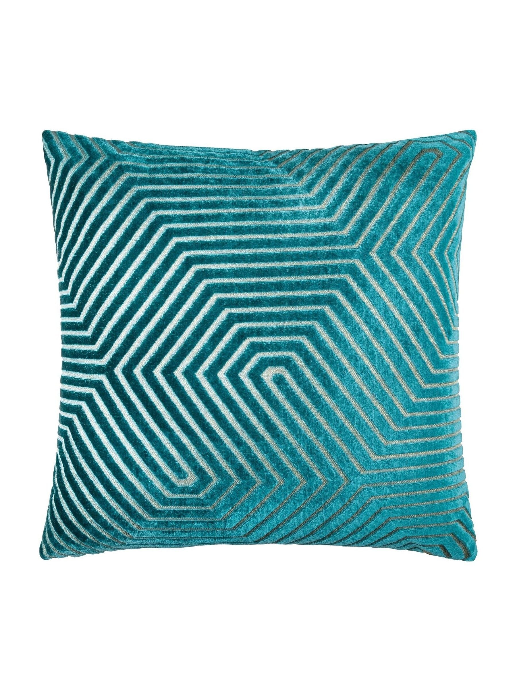 Paoletti Teal Evoke Cut Velvet Cushion