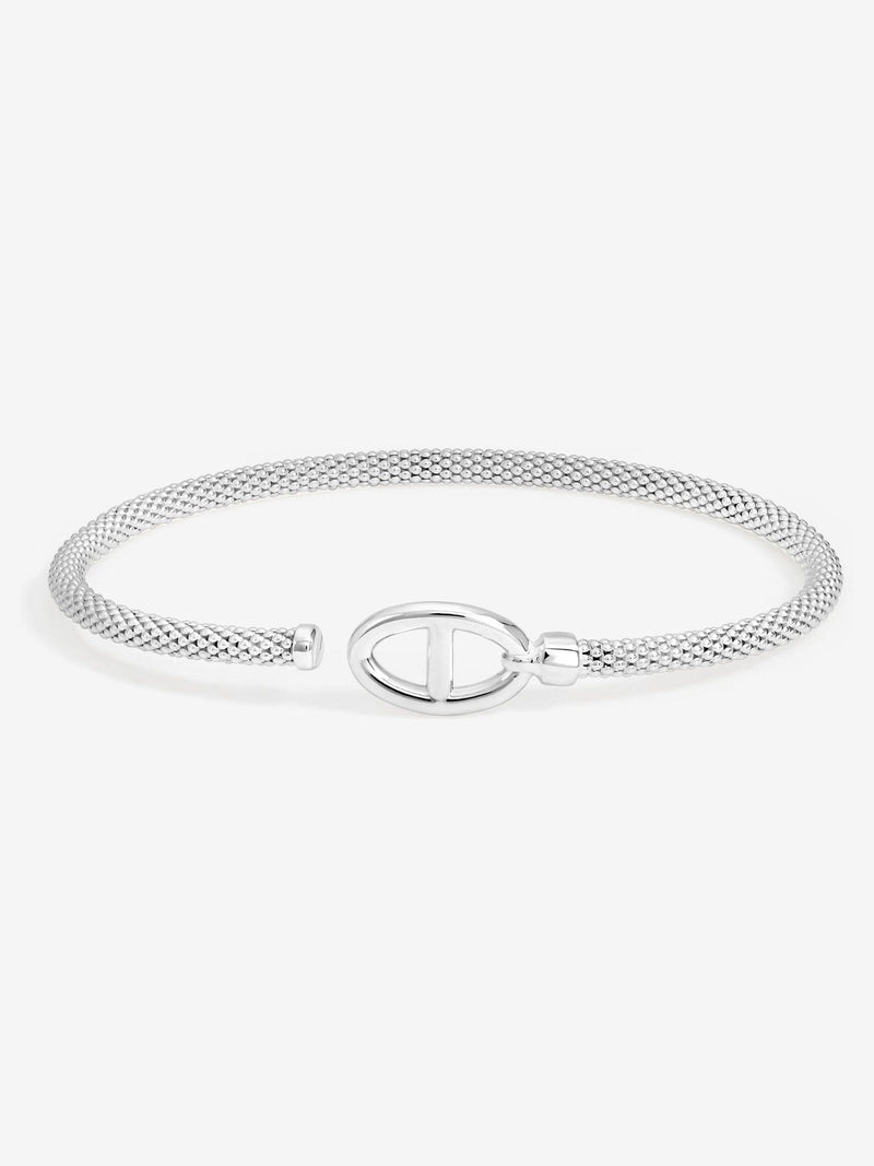 Sterling Silver Marine Link Cuff Bracelet with High Polish Finish