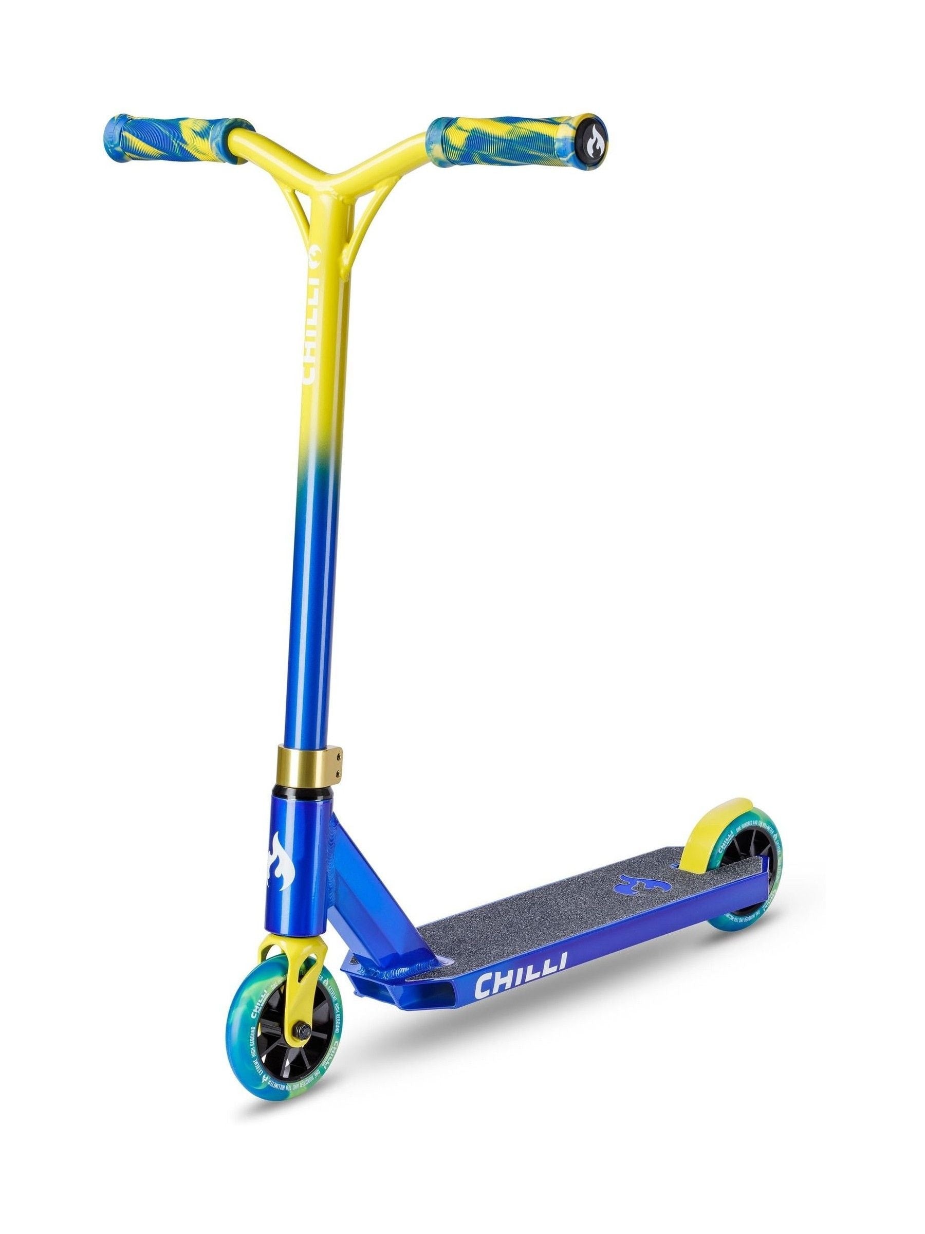 Micro Scooters blue yellow Jumpstart stunt scooter - British product