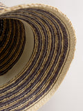 Straw bucket hat chocolate brown natural stripe, UK version