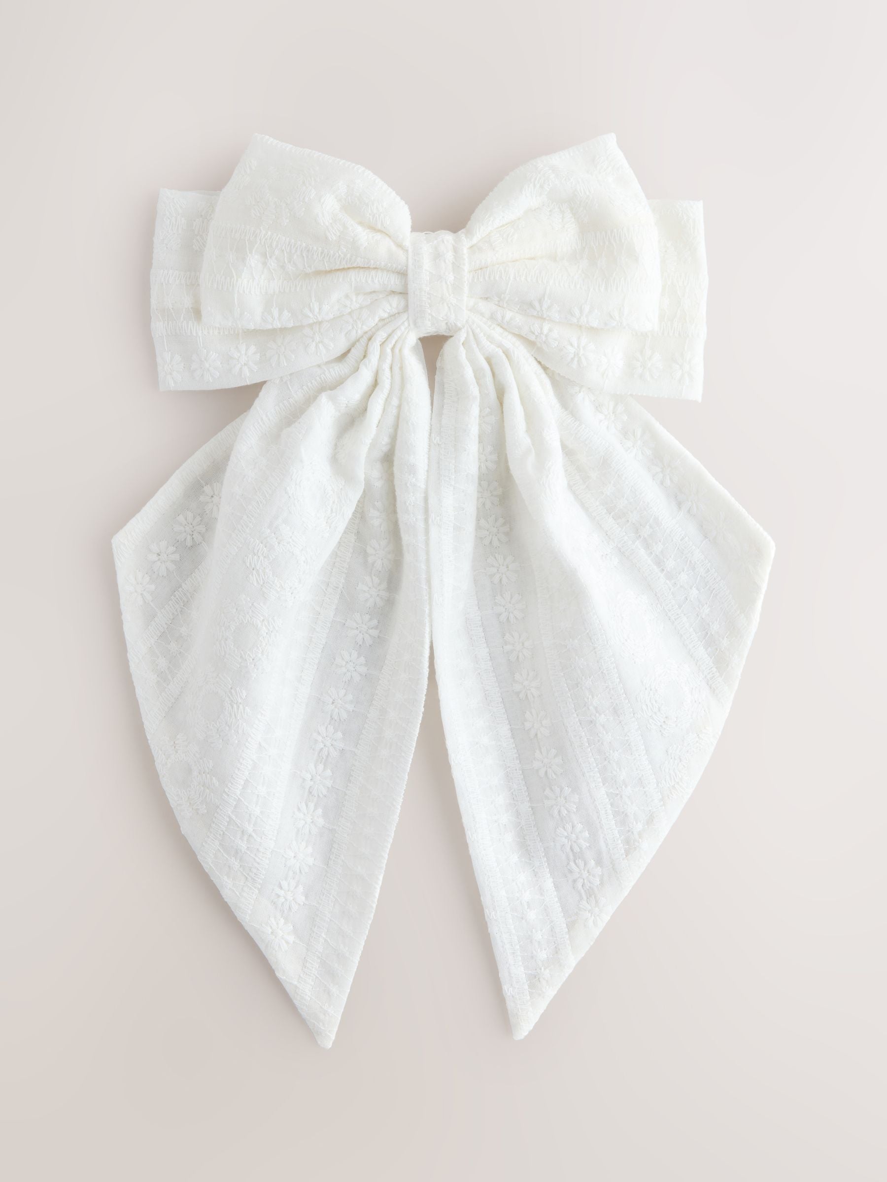 White broderie headband with large bow, UK version