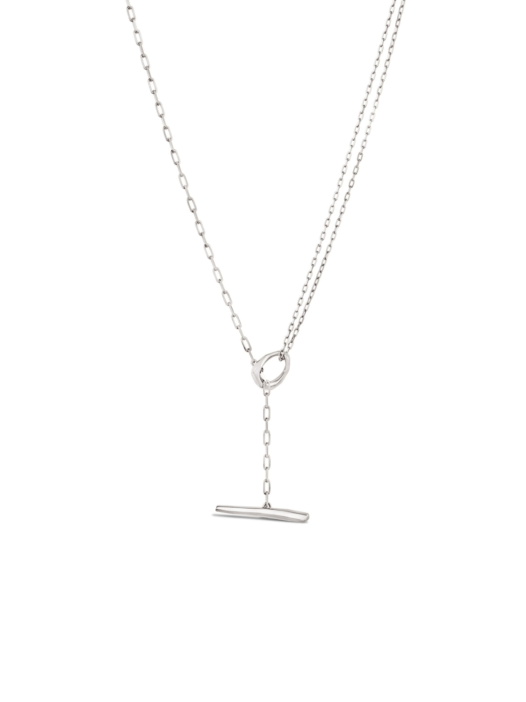 Dinny Hall silver Thalassa T-Bar Lariat necklace 18in, UK version