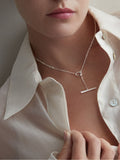 Dinny Hall silver Thalassa T-Bar Lariat necklace 18in, UK version