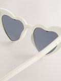White novelty heart sunglasses pearl details - British product