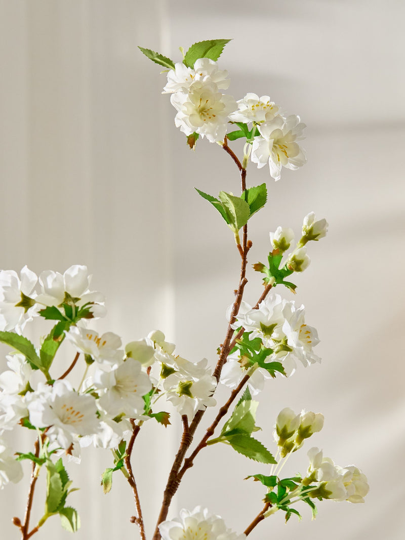 White artificial blossom 2 stems 113cm (British brand)