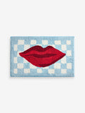 Eleanor Bowmer blue checkerboard lips bath mat 50x80cm, UK version