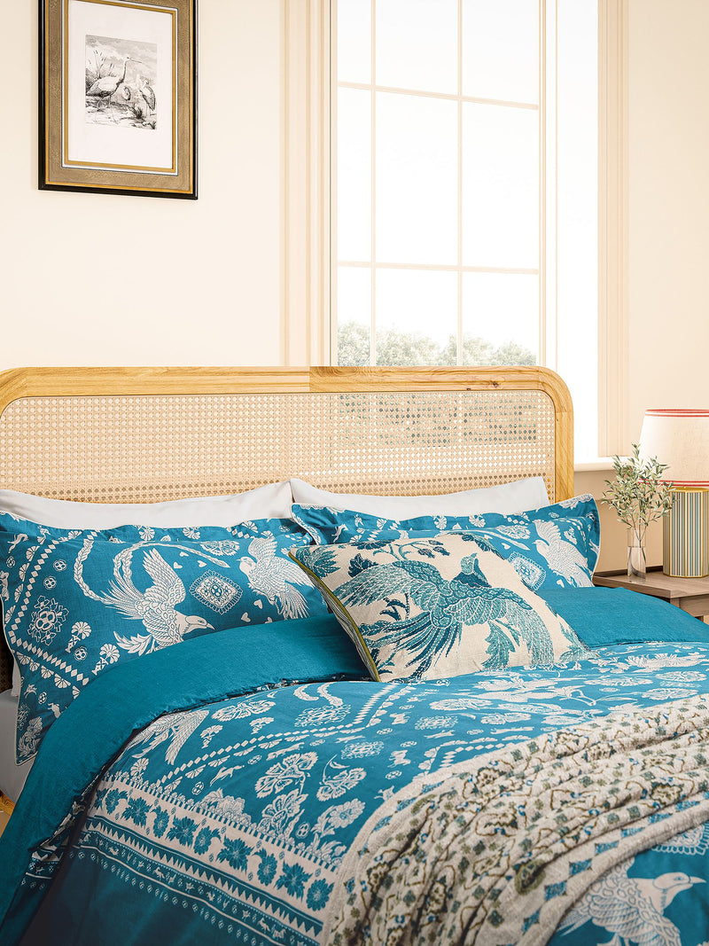 Joules Blue Hidcote Birds duvet cover and pillowcase set, UK version
