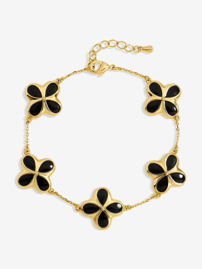 Next Inicio Gold Tone Jet Enamel Clover Bracelet- Buy online at McGrocer