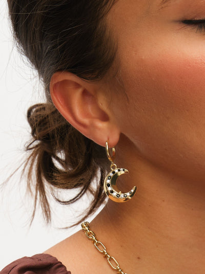Inicio Gold Tone Celestial Moon Charm Hoop Earrings Fashion Jewellery