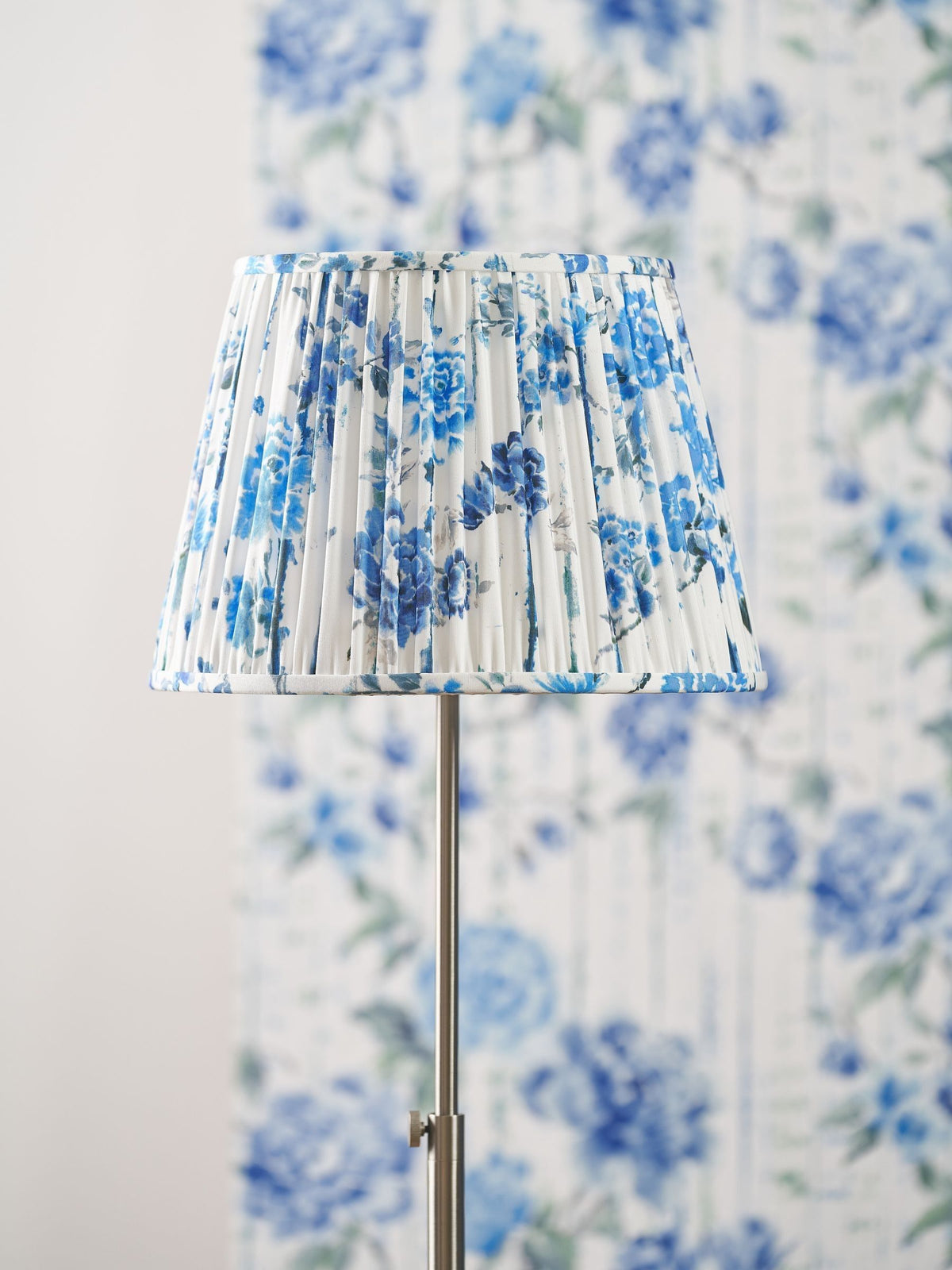 Designers Guild Cobalt Kyoto Flower pleated lampshade 40cm, imported from the UK