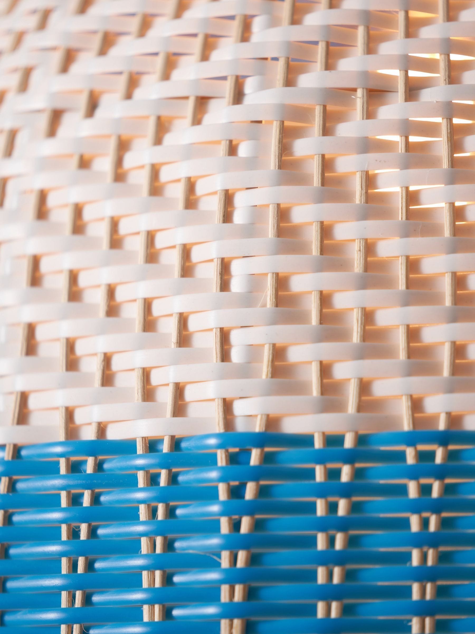 Designers Guild cobalt brera rattan ceiling pendant, imported from the UK