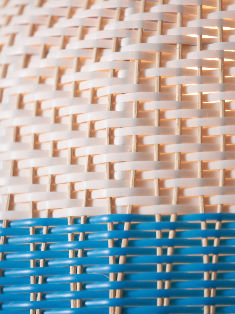 Designers Guild cobalt brera rattan ceiling pendant, imported from the UK