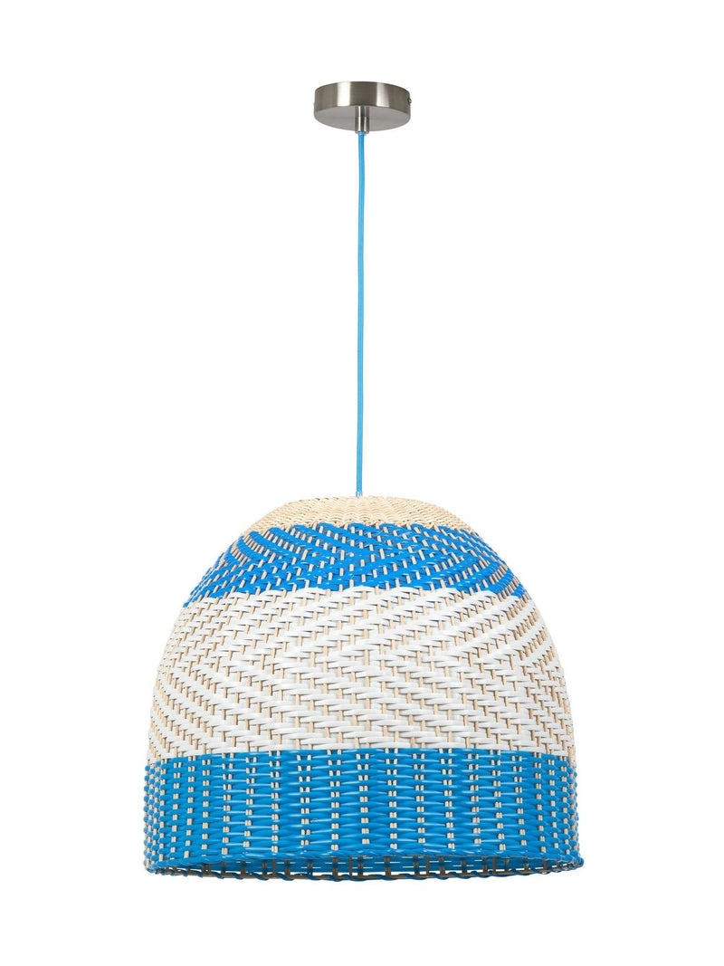 Designers Guild cobalt brera rattan ceiling pendant, imported from the UK