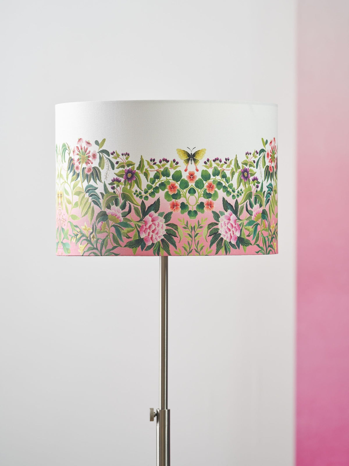 Designers Guild Fuchsia Ikebana drum shade, imported from the UK