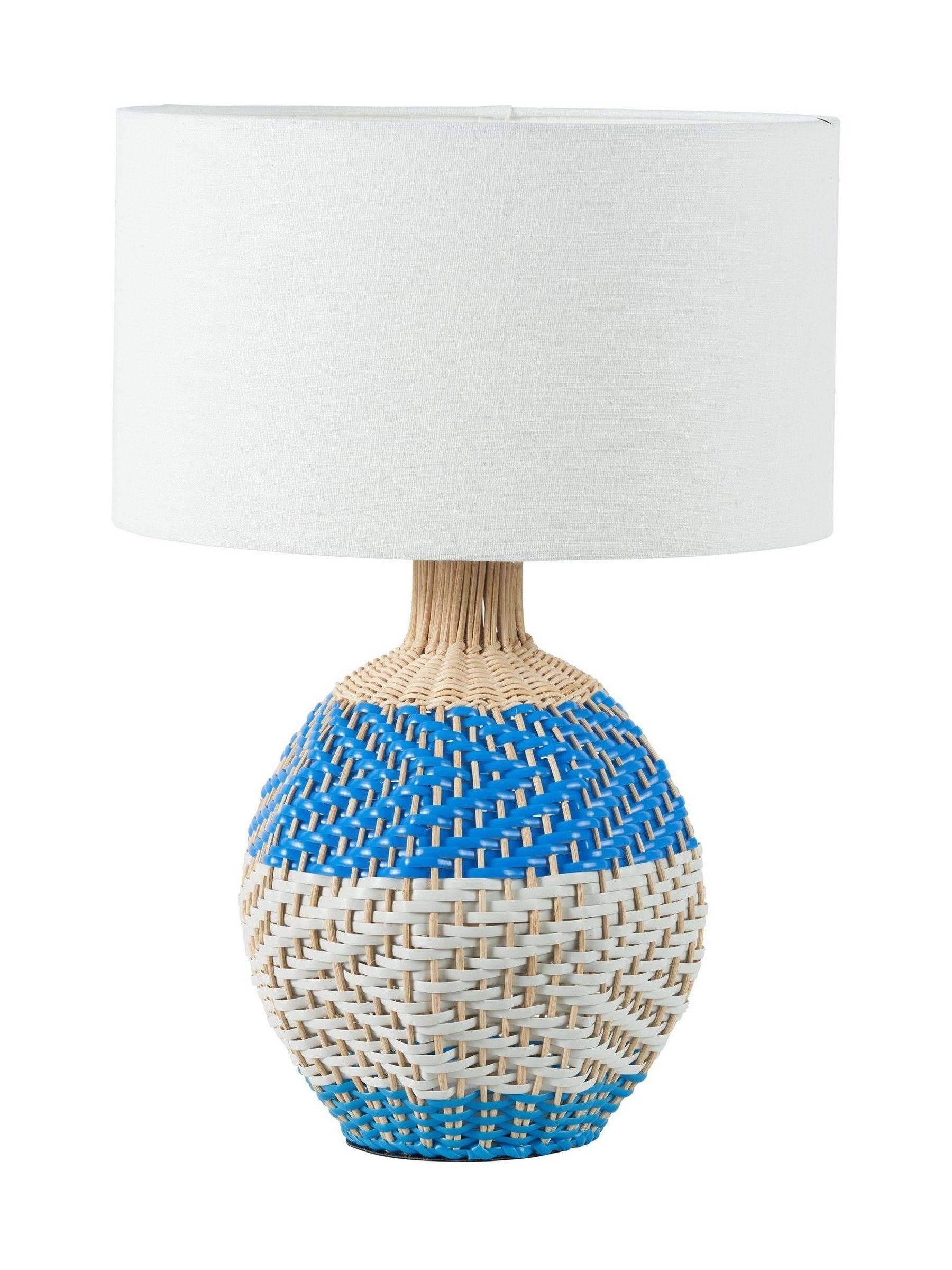 Designers Guild Cobalt Brera rattan table lamp, UK version