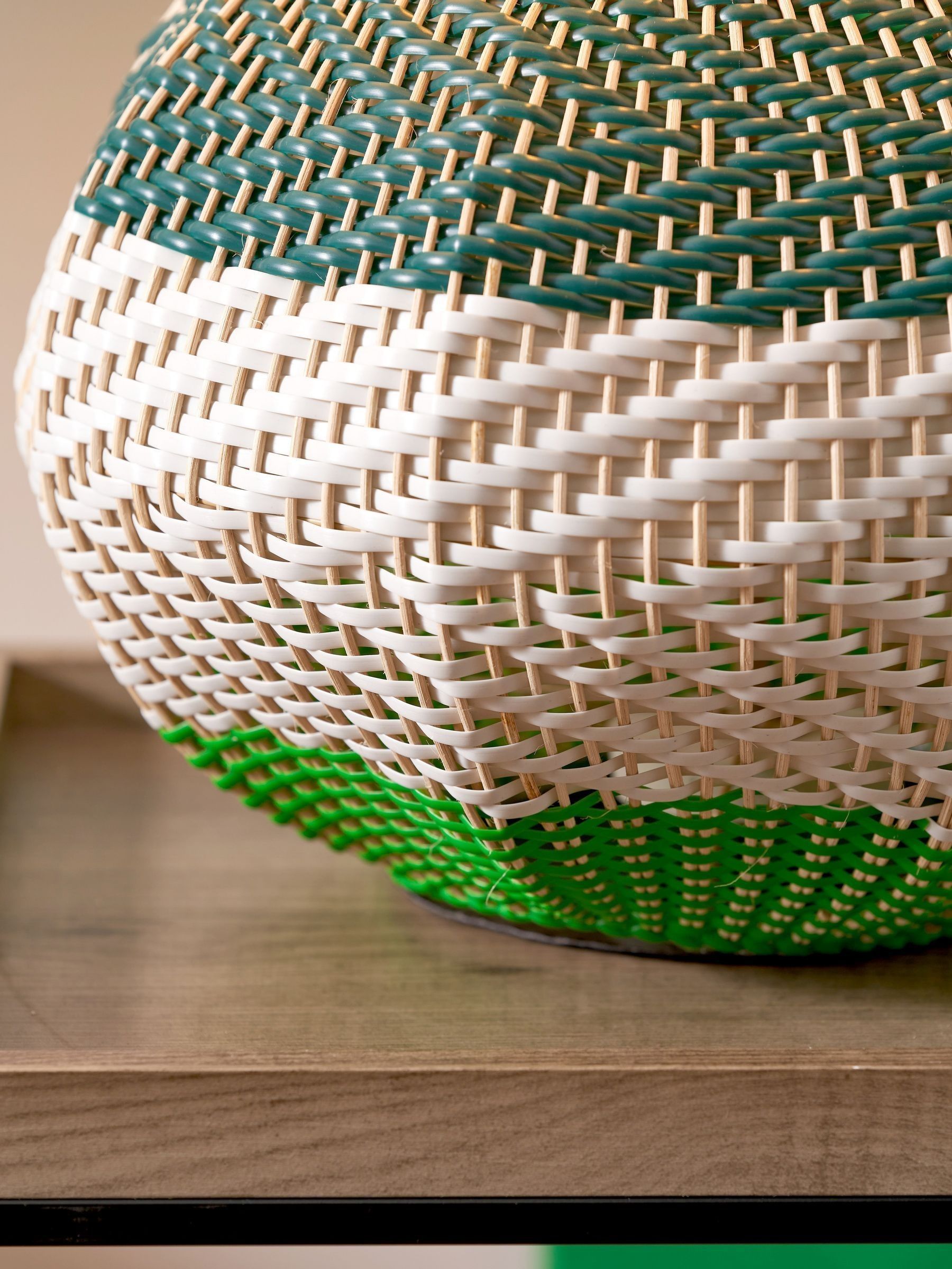 Designers Guild emerald brera rattan table lamp 67cm, imported from the UK