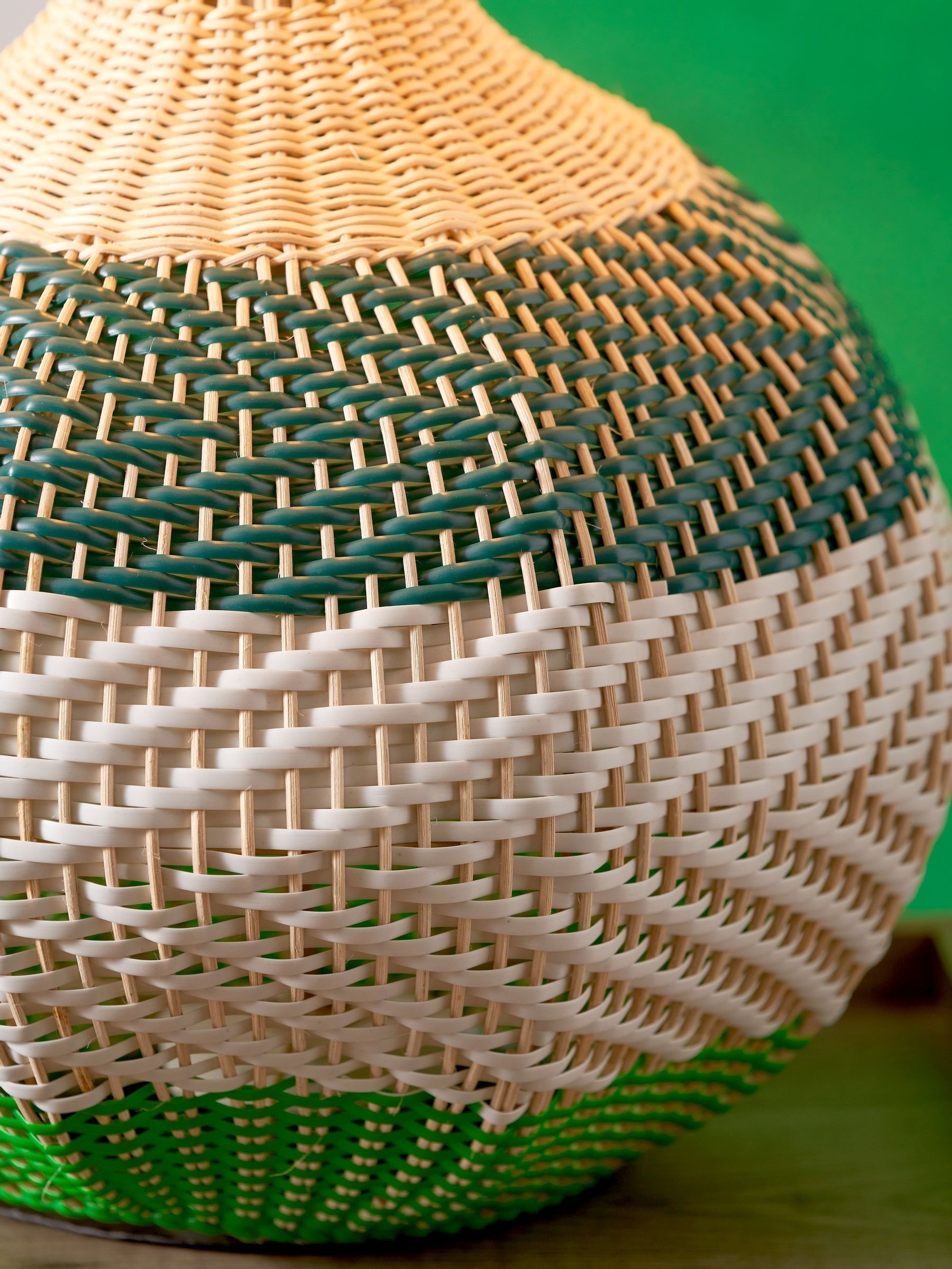 Designers Guild emerald brera rattan table lamp 67cm, imported from the UK