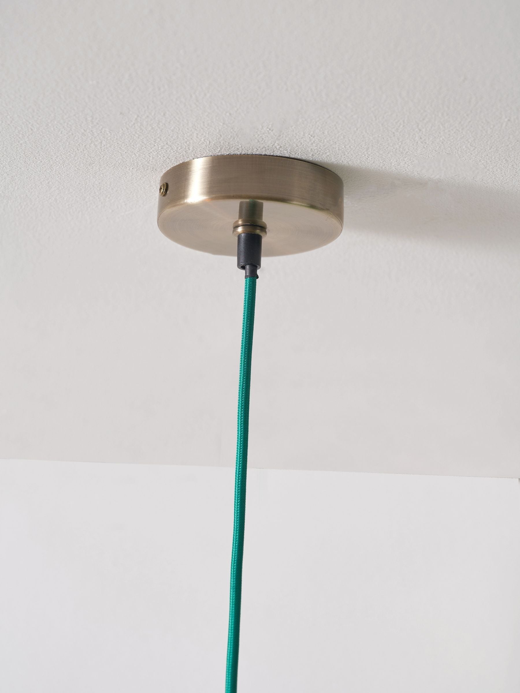 Designers Guild emerald ribbed glass ceiling pendant, imported from the UK