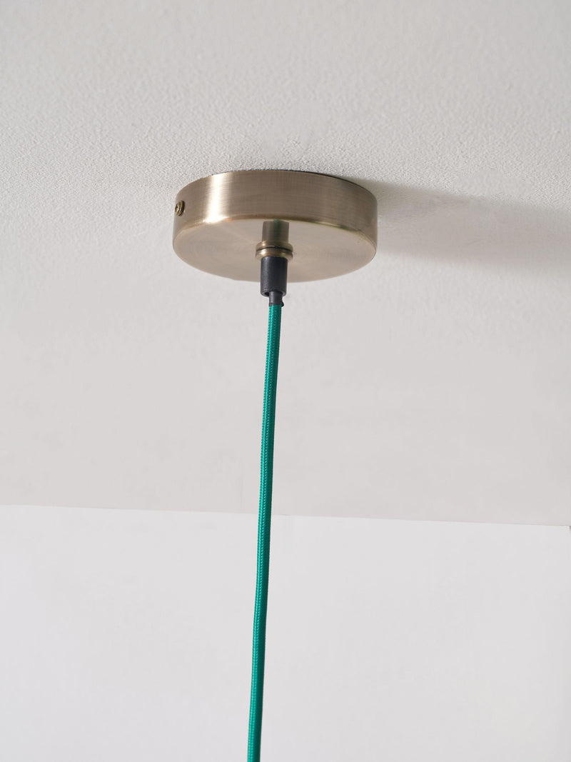 Designers Guild emerald ribbed glass ceiling pendant, imported from the UK