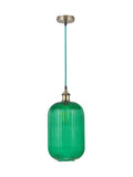 Designers Guild emerald ribbed glass ceiling pendant, imported from the UK