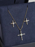 Inicio gold cubic zirconia opal cross set 17'' chain, UK version