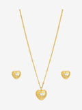 Inicio gold tone cubic zirconia ridged heart jewelry set, UK version
