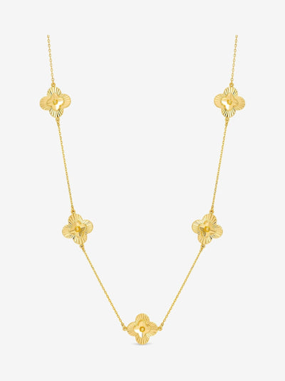 Next Inicio Gold Tone Diamond Cut Clover Station Necklace- Buy online at McGrocer