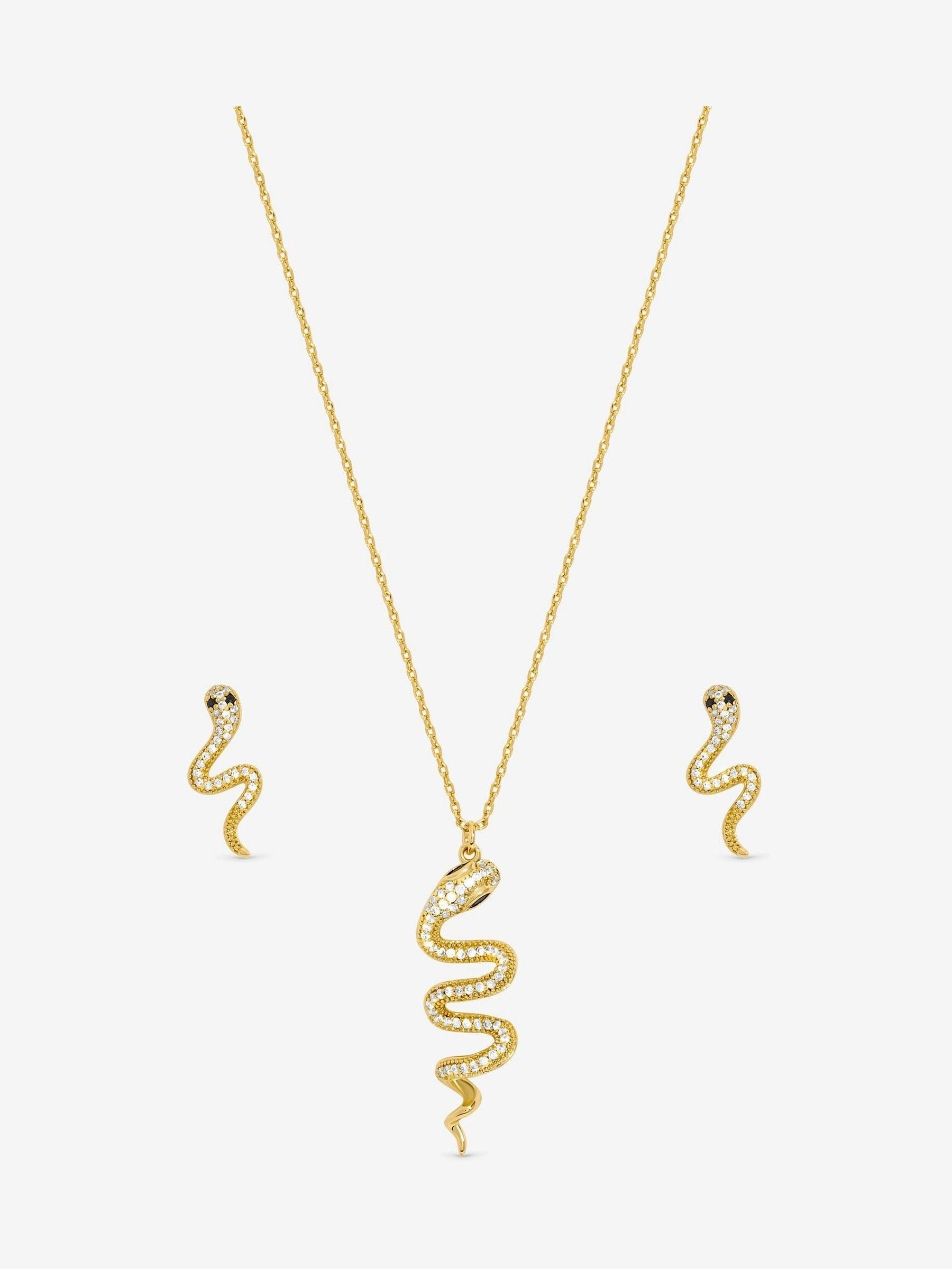 Inicio Gold Tone Cubic Zirconia Snake Gift Box Set