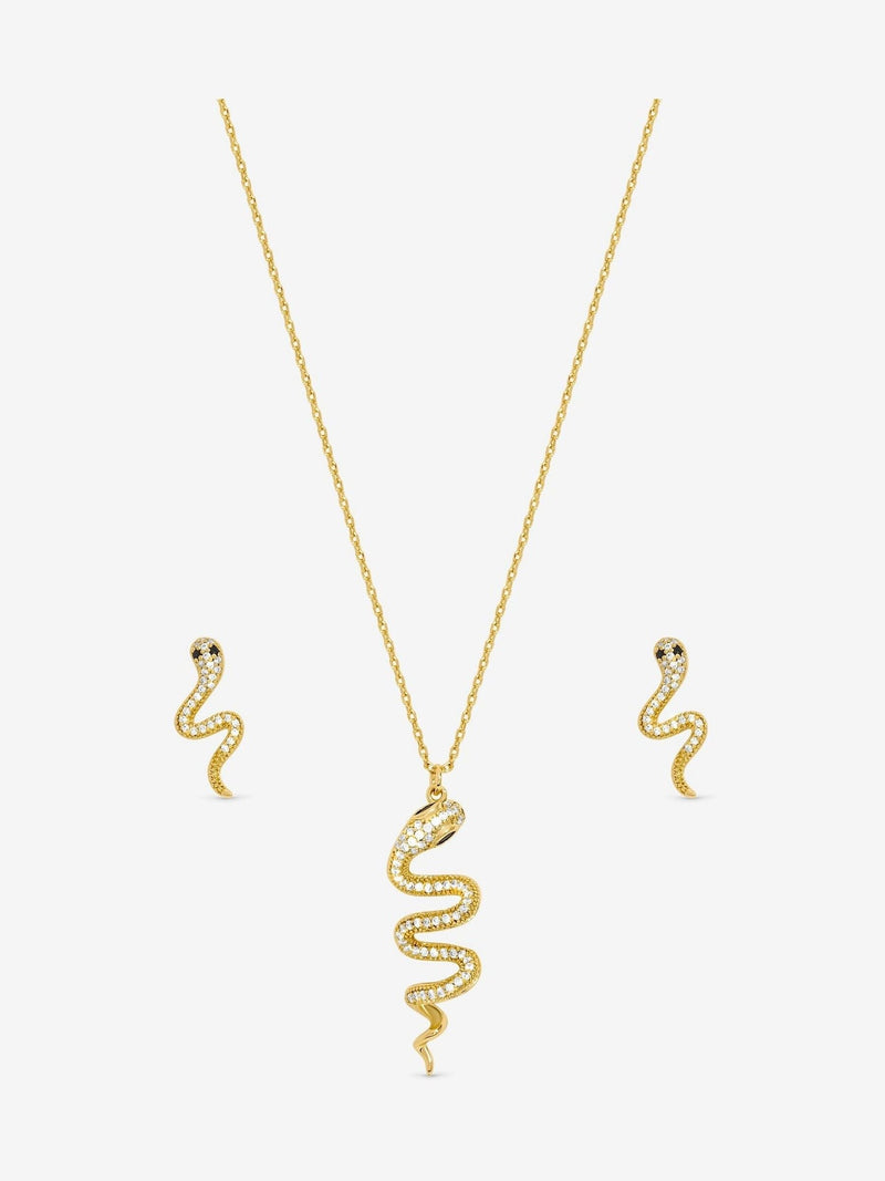 Inicio Gold Tone Cubic Zirconia Snake Gift Box Set