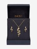 Inicio Gold Tone Cubic Zirconia Snake Gift Box Set