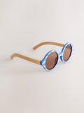 Blue and yellow round sunglasses (British brand)