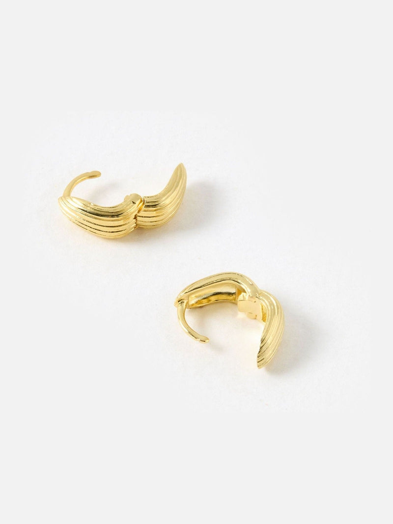 Oliver Bonas Ciara gold plated textured huggie earrings, imported from the UK