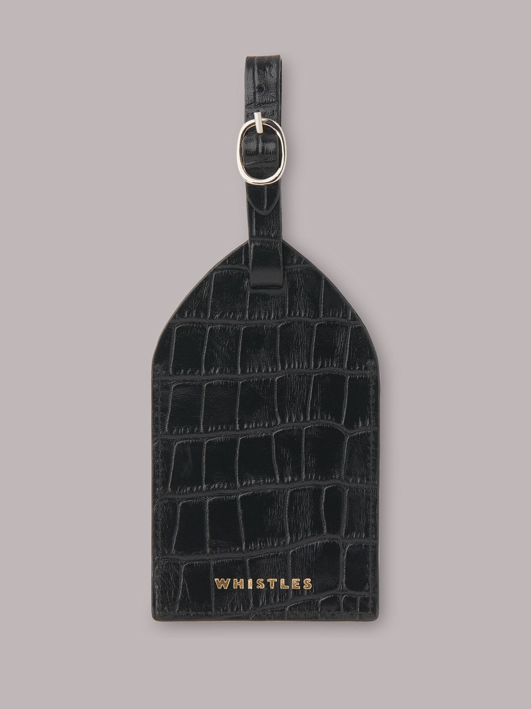 Whistles black shiny croc effect luggage tag purse, imported from the UK