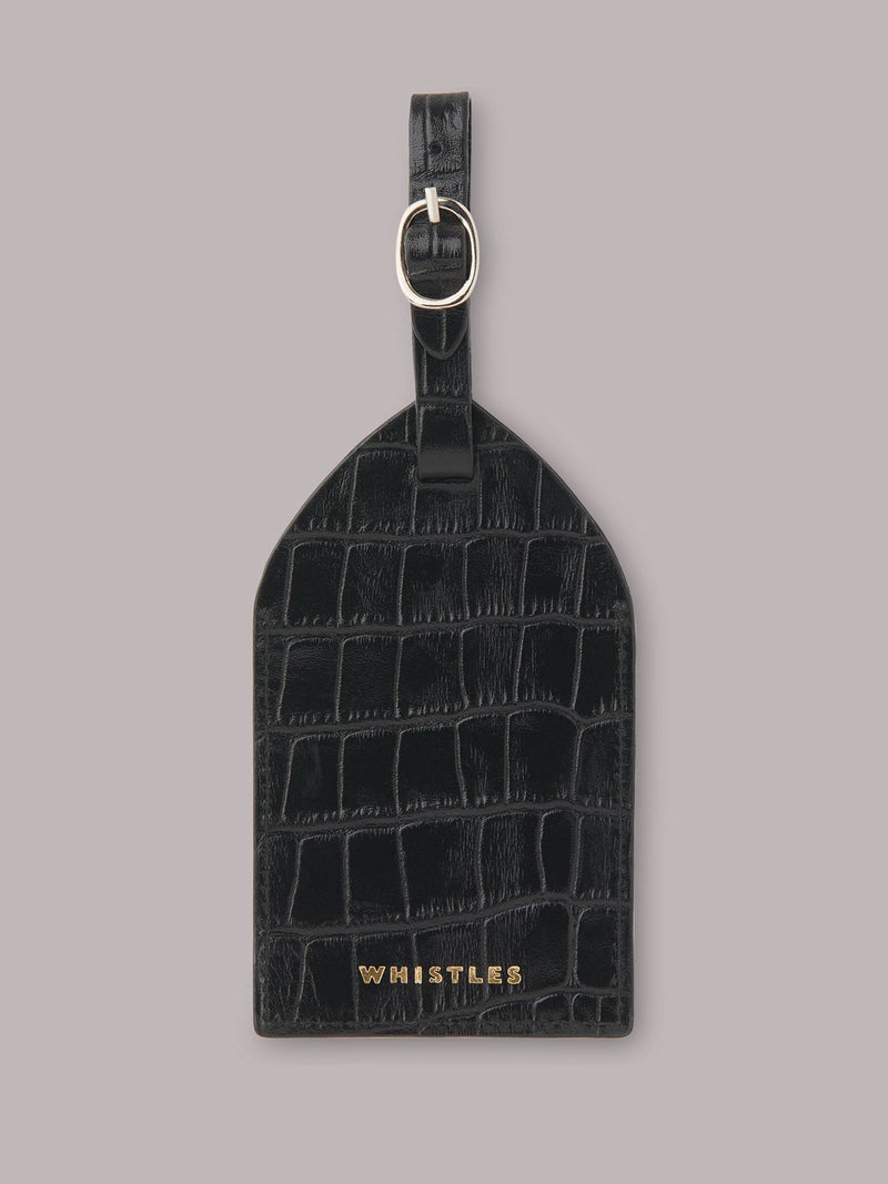 Whistles black shiny croc effect luggage tag purse, imported from the UK